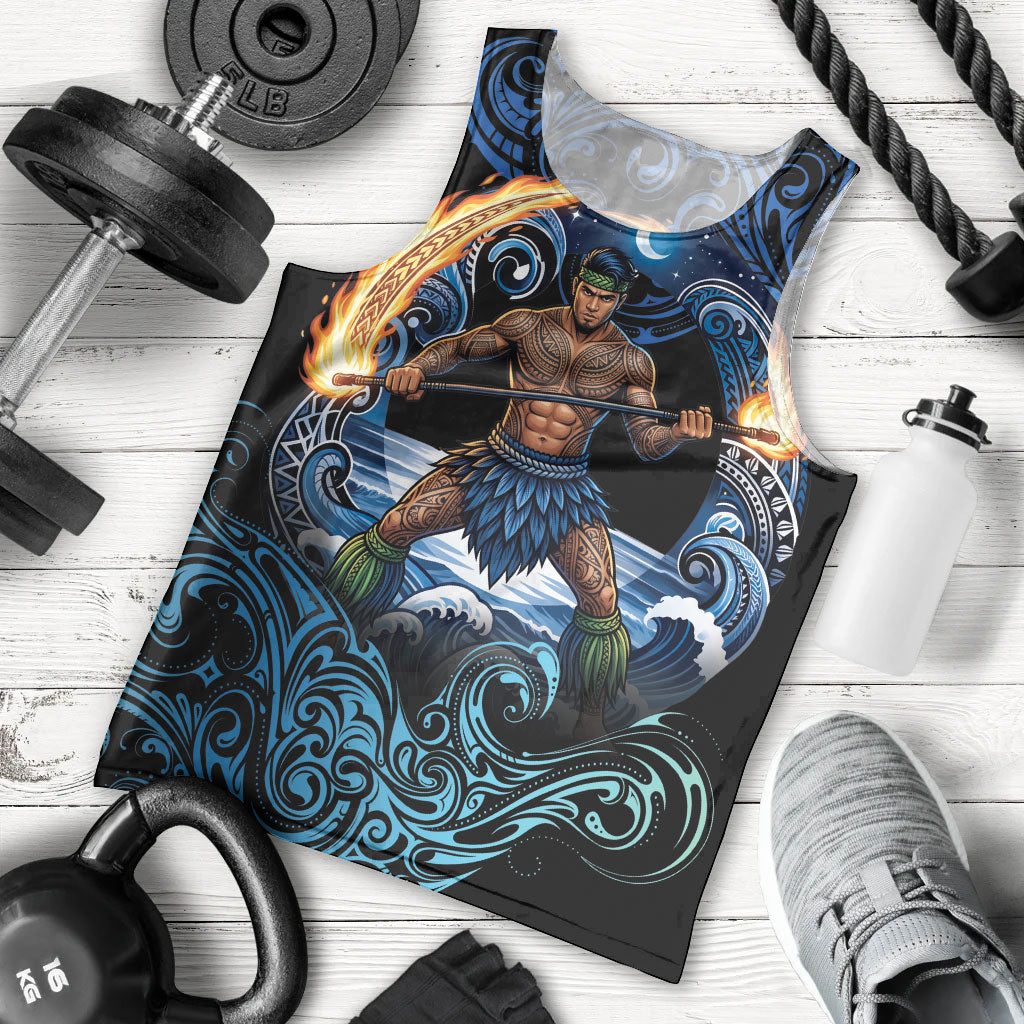 Samoa Siva Afi Men Tank Top Fireknife Fire Dance Pacific Tribal Motif LT9 - Polynesian Pride