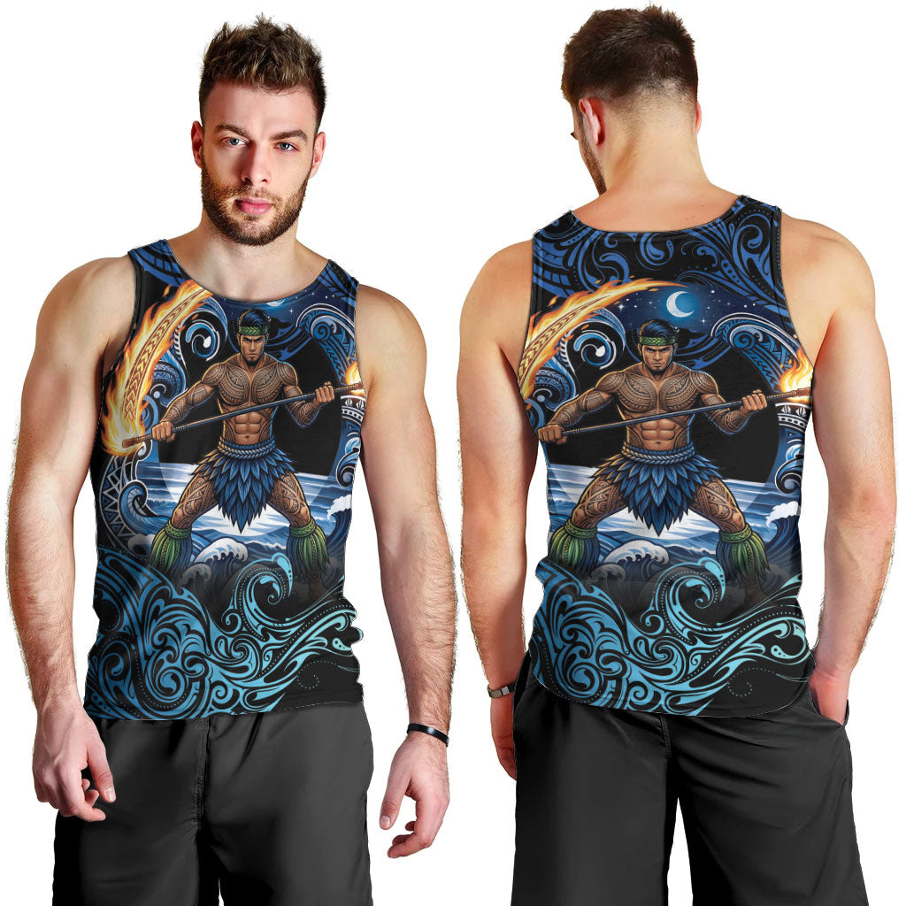 Samoa Siva Afi Men Tank Top Fireknife Fire Dance Pacific Tribal Motif LT9 - Polynesian Pride