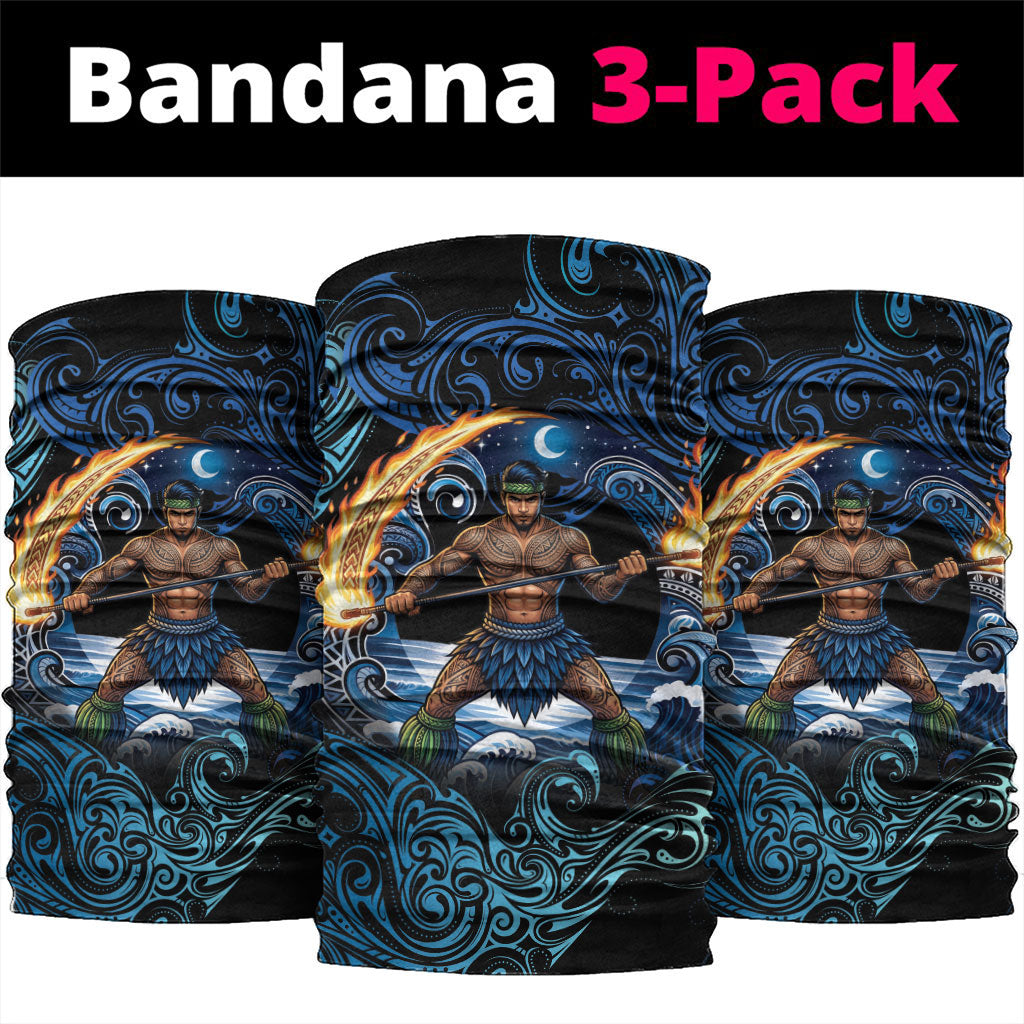 Samoa Siva Afi Neck Gaiter Fireknife Fire Dance Pacific Tribal Motif LT9 package One Size: 25*50cm Blue - Polynesian Pride