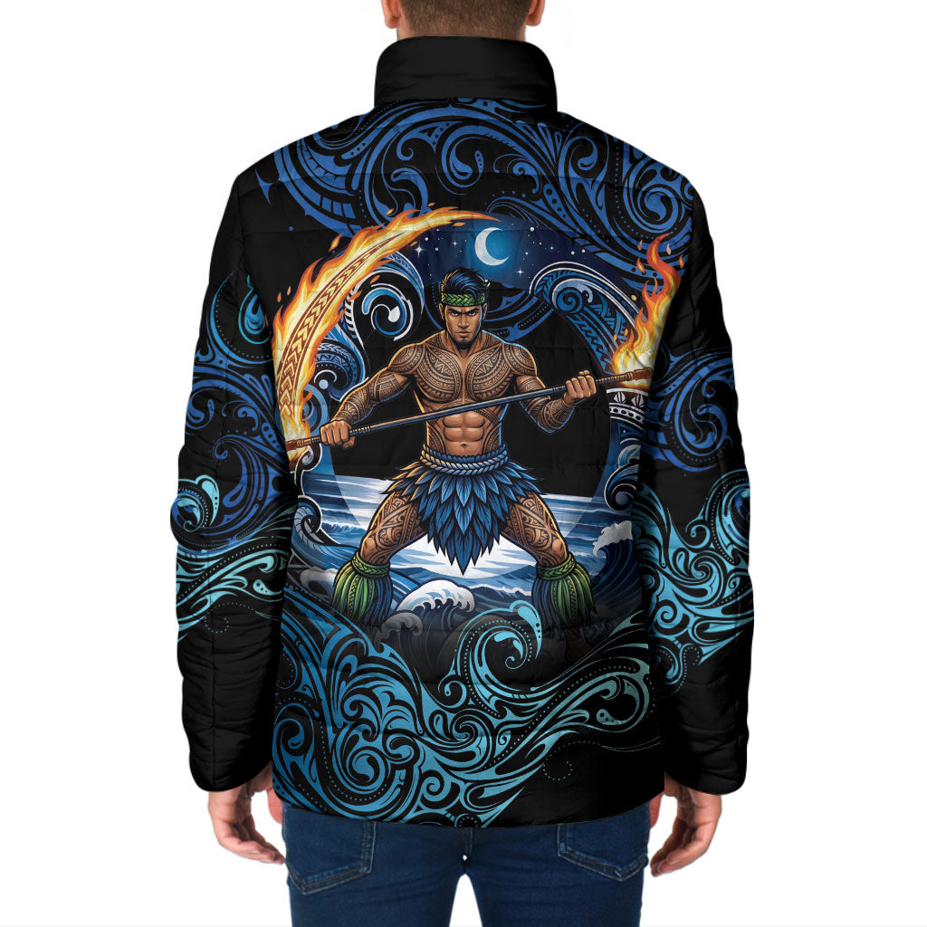 Samoa Siva Afi Padded Jacket Fireknife Fire Dance Pacific Tribal Motif LT9 - Polynesian Pride