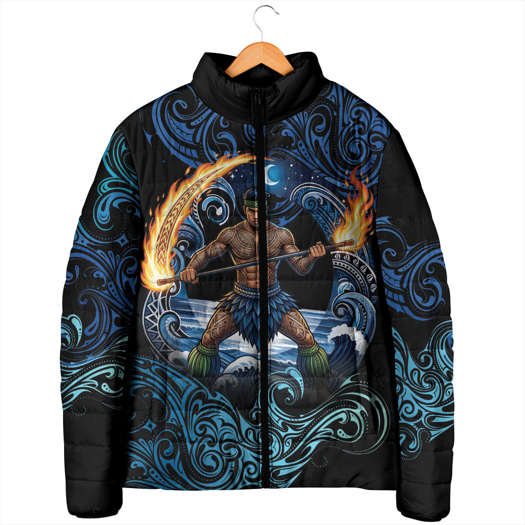 Samoa Siva Afi Padded Jacket Fireknife Fire Dance Pacific Tribal Motif LT9 - Polynesian Pride