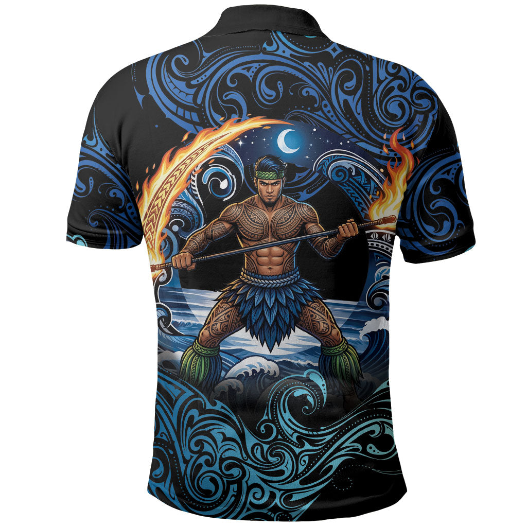 Samoa Siva Afi Polo Shirt Fireknife Fire Dance Pacific Tribal Motif LT9 - Polynesian Pride