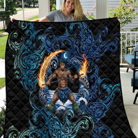 Samoa Siva Afi Quilt Fireknife Fire Dance Pacific Tribal Motif LT9 Blue - Polynesian Pride