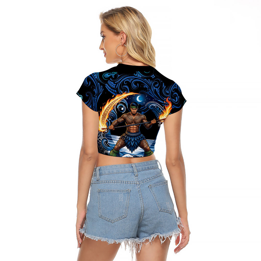 Samoa Siva Afi Raglan Cropped T Shirt Fireknife Fire Dance Pacific Tribal Motif LT9 - Polynesian Pride
