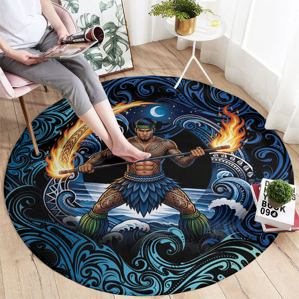 Samoa Siva Afi Round Carpet Fireknife Fire Dance Pacific Tribal Motif LT9 - Polynesian Pride