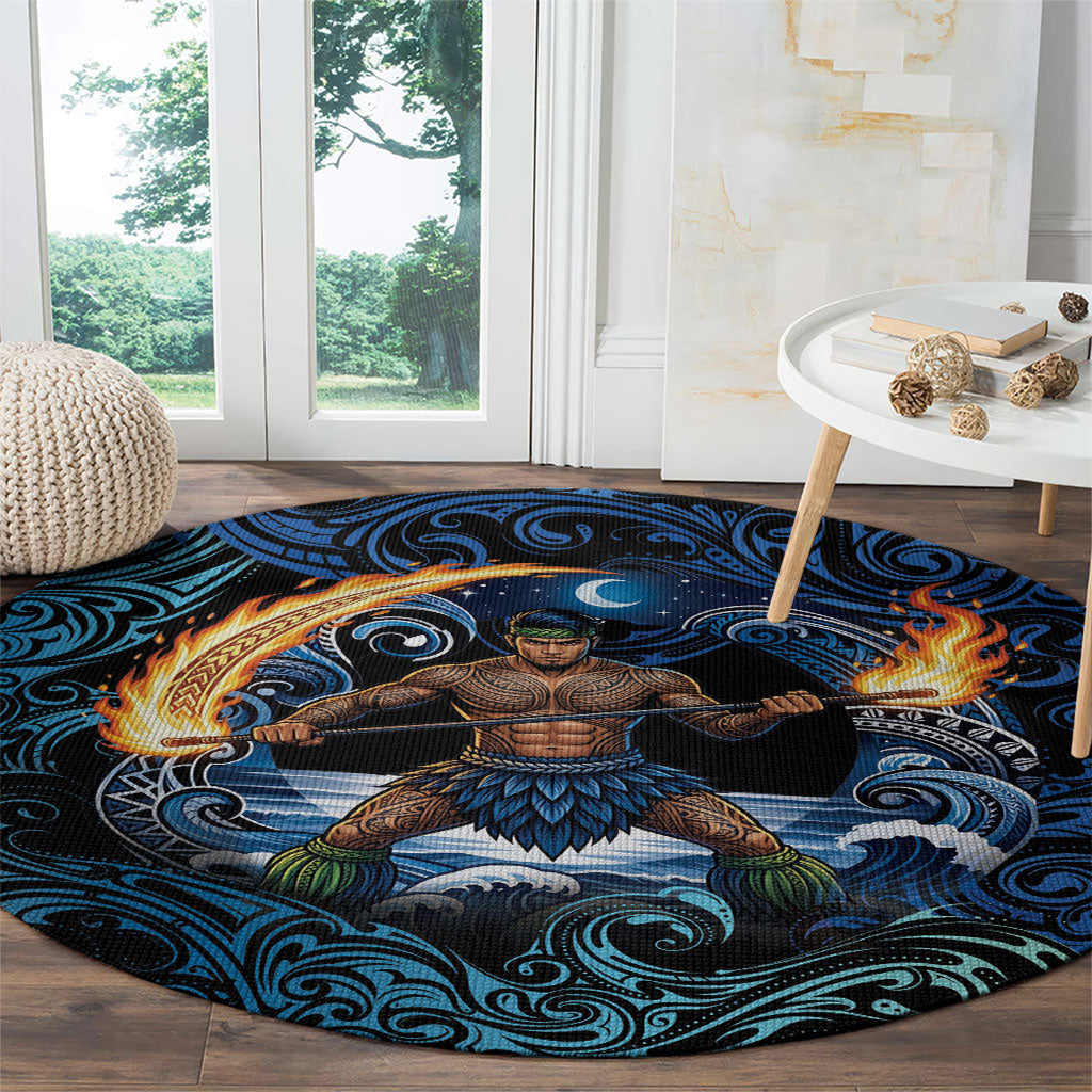 Samoa Siva Afi Round Carpet Fireknife Fire Dance Pacific Tribal Motif LT9 - Polynesian Pride