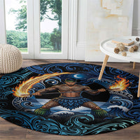 Samoa Siva Afi Round Carpet Fireknife Fire Dance Pacific Tribal Motif LT9 - Polynesian Pride
