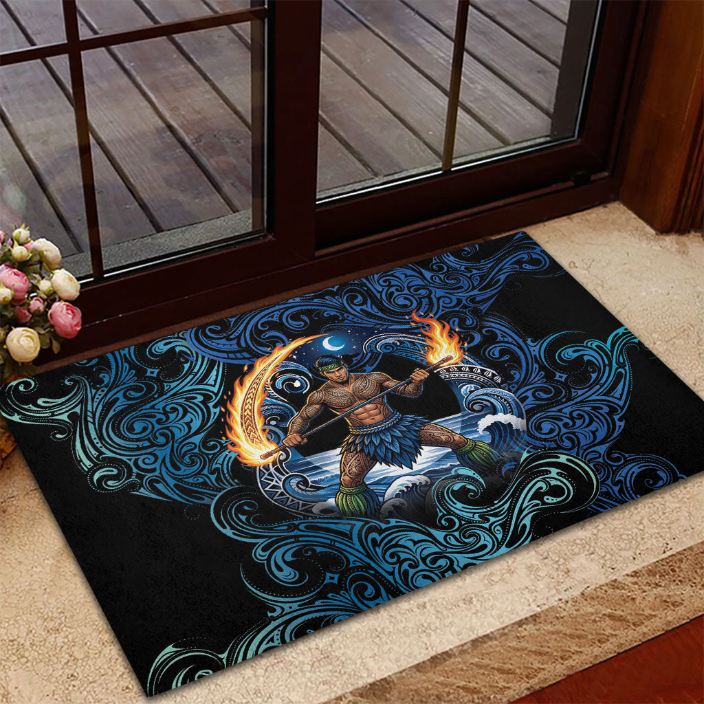 Samoa Siva Afi Rubber Doormat Fireknife Fire Dance Pacific Tribal Motif LT9 - Polynesian Pride