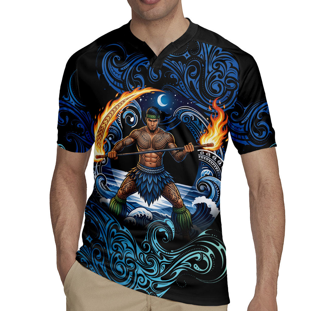 Samoa Siva Afi Rugby Jersey Fireknife Fire Dance Pacific Tribal Motif LT9 - Polynesian Pride