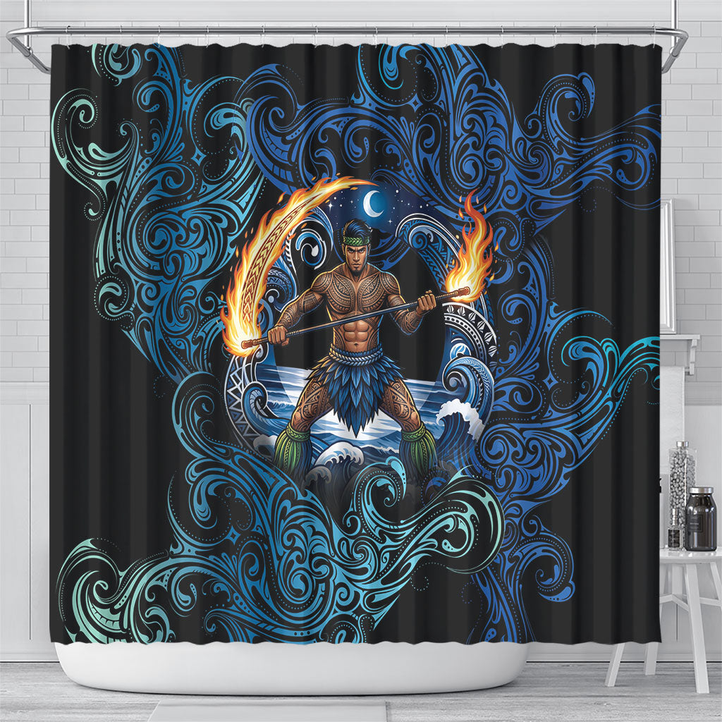 Samoa Siva Afi Shower Curtain Fireknife Fire Dance Pacific Tribal Motif LT9 - Polynesian Pride