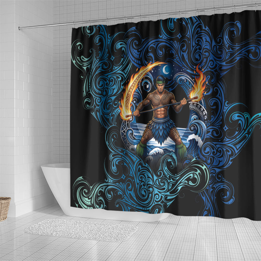 Samoa Siva Afi Shower Curtain Fireknife Fire Dance Pacific Tribal Motif LT9 - Polynesian Pride