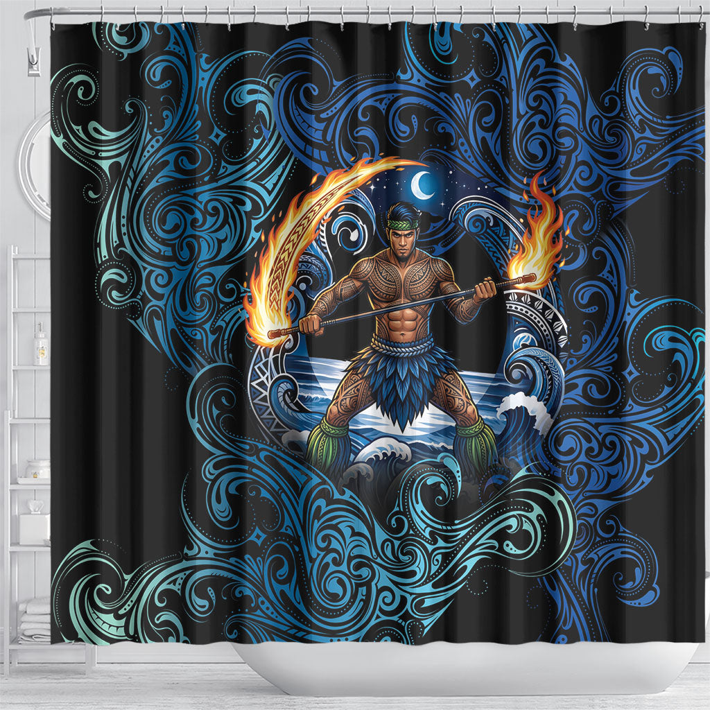Samoa Siva Afi Shower Curtain Fireknife Fire Dance Pacific Tribal Motif LT9 - Polynesian Pride