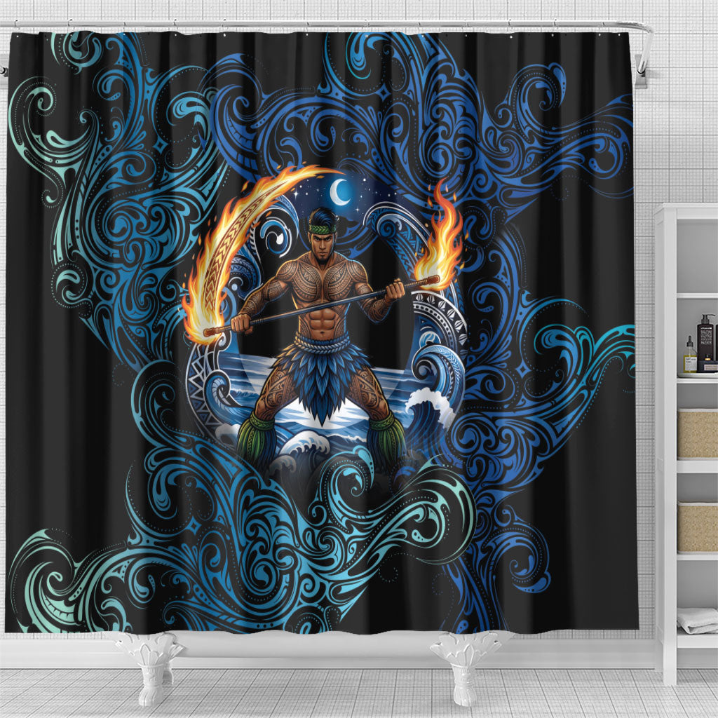 Samoa Siva Afi Shower Curtain Fireknife Fire Dance Pacific Tribal Motif LT9 - Polynesian Pride