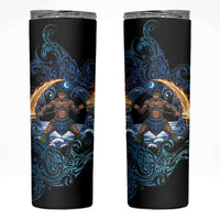 Samoa Siva Afi Skinny Tumbler Fireknife Fire Dance Pacific Tribal Motif LT9 Blue - Polynesian Pride