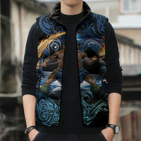 Samoa Siva Afi Sleeveless Puffer Jacket Fireknife Fire Dance Pacific Tribal Motif LT9 - Polynesian Pride