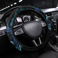 Samoa Siva Afi Steering Wheel Cover Fireknife Fire Dance Pacific Tribal Motif LT9 Universal Fit Blue - Polynesian Pride