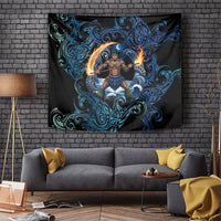 Samoa Siva Afi Tapestry Fireknife Fire Dance Pacific Tribal Motif LT9 Blue - Polynesian Pride