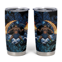 Samoa Siva Afi Tumbler Cup Fireknife Fire Dance Pacific Tribal Motif LT9 Blue - Polynesian Pride