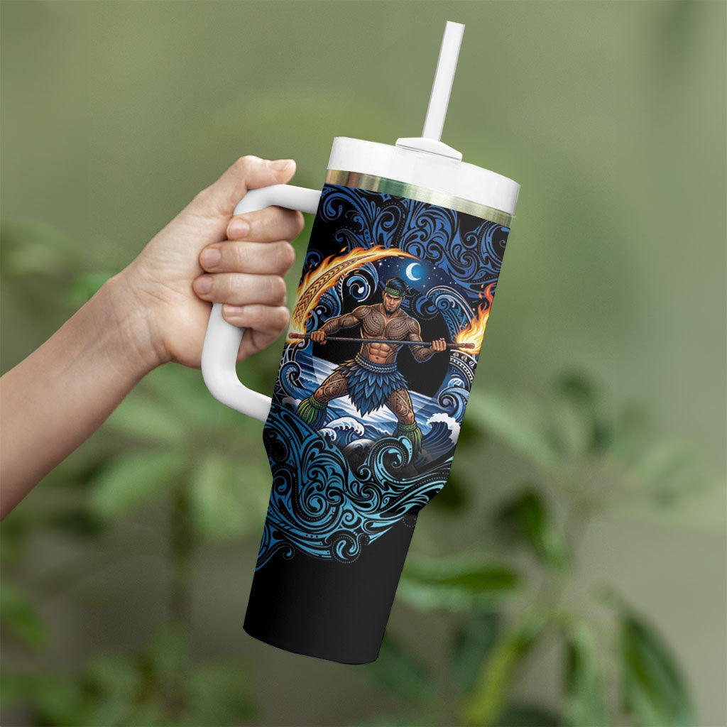Samoa Siva Afi Tumbler With Handle Fireknife Fire Dance Pacific Tribal Motif LT9 - Polynesian Pride