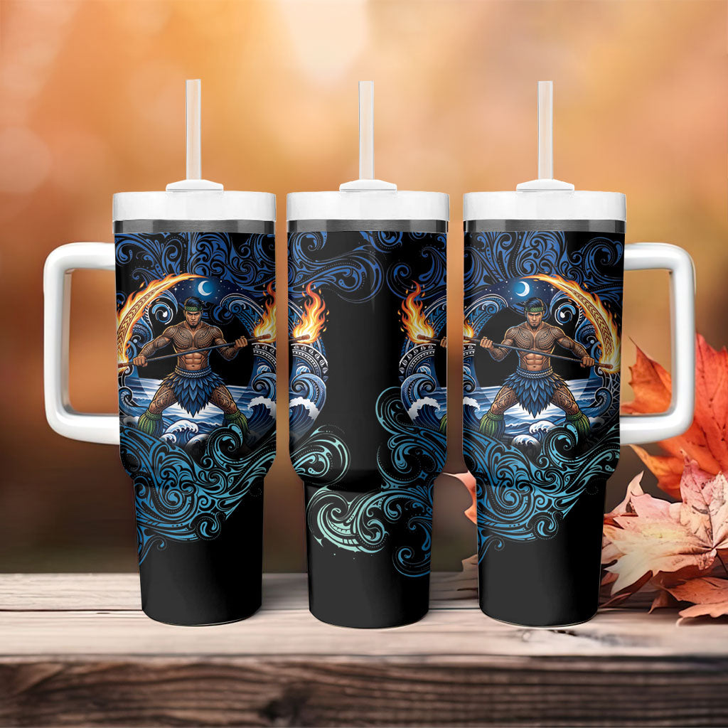 Samoa Siva Afi Tumbler With Handle Fireknife Fire Dance Pacific Tribal Motif LT9 - Polynesian Pride