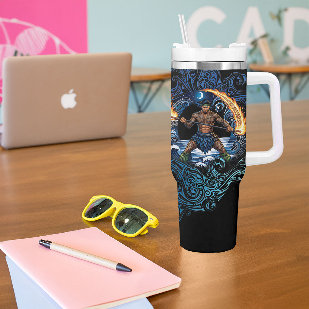 Samoa Siva Afi Tumbler With Handle Fireknife Fire Dance Pacific Tribal Motif LT9 - Polynesian Pride