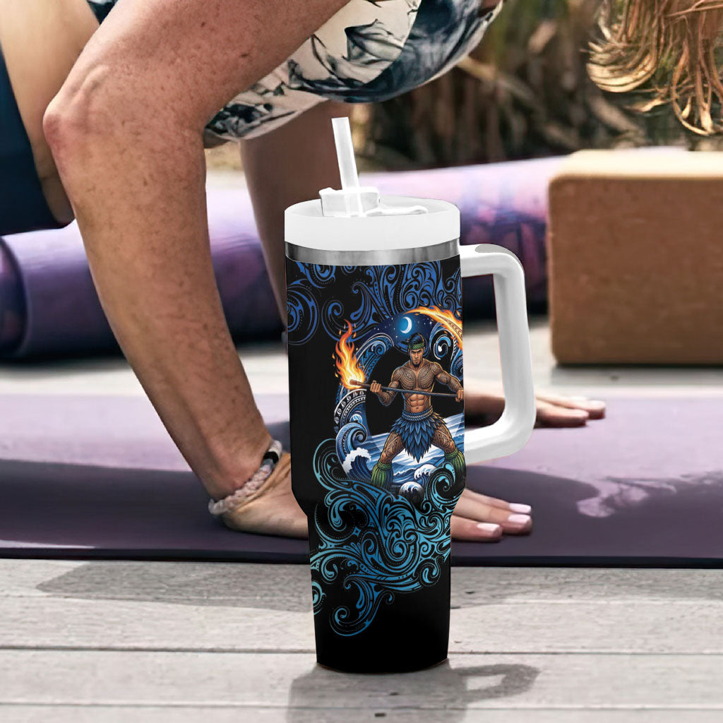 Samoa Siva Afi Tumbler With Handle Fireknife Fire Dance Pacific Tribal Motif LT9 - Polynesian Pride