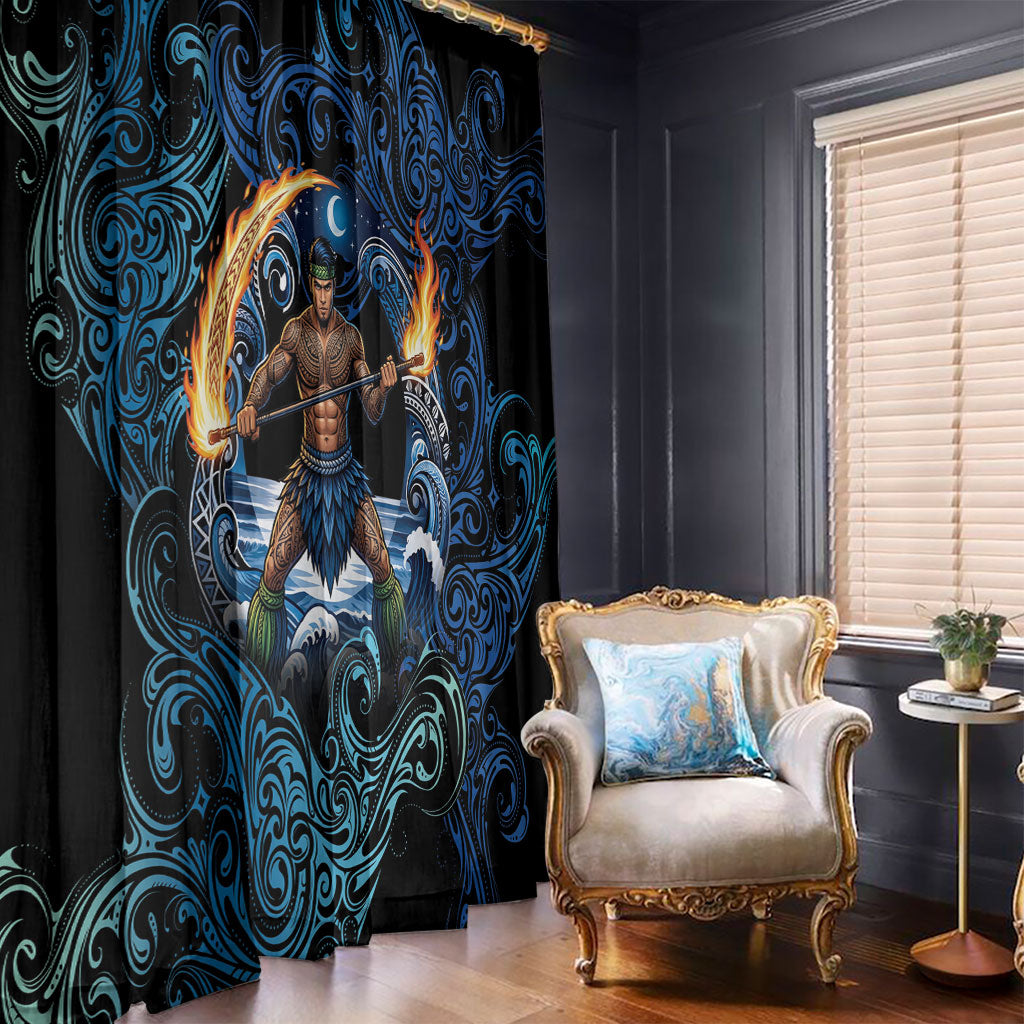 Samoa Siva Afi Window Curtain Fireknife Fire Dance Pacific Tribal Motif LT9 - Polynesian Pride