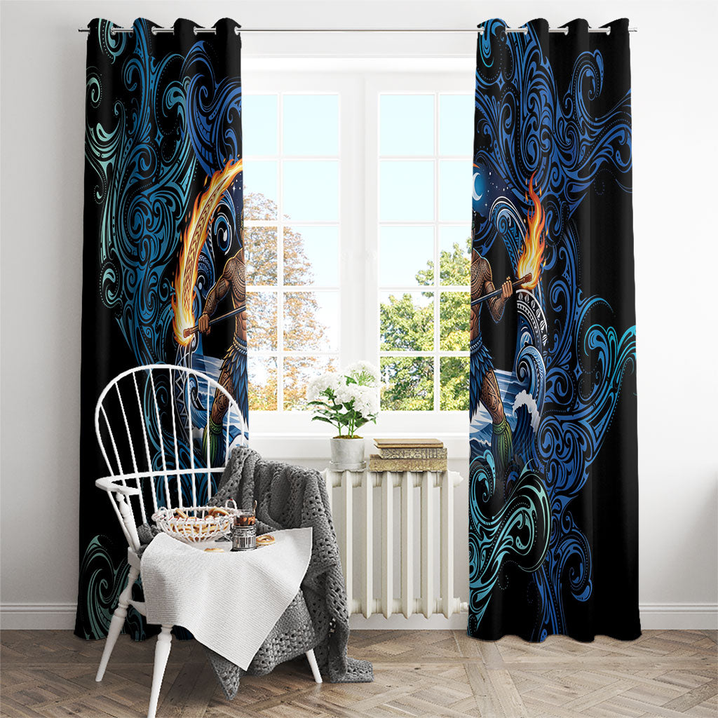 Samoa Siva Afi Window Curtain Fireknife Fire Dance Pacific Tribal Motif LT9 - Polynesian Pride
