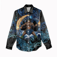 Samoa Siva Afi Women Casual Shirt Fireknife Fire Dance Pacific Tribal Motif LT9 - Polynesian Pride