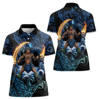 Samoa Siva Afi Women Polo Shirt Fireknife Fire Dance Pacific Tribal Motif LT9 - Polynesian Pride