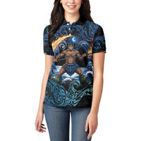 Samoa Siva Afi Women Polo Shirt Fireknife Fire Dance Pacific Tribal Motif LT9 - Polynesian Pride