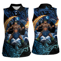Samoa Siva Afi Women Sleeveless Polo Shirt Fireknife Fire Dance Pacific Tribal Motif LT9 - Polynesian Pride