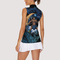 Samoa Siva Afi Women Sleeveless Polo Shirt Fireknife Fire Dance Pacific Tribal Motif LT9 - Polynesian Pride