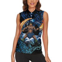 Samoa Siva Afi Women Sleeveless Polo Shirt Fireknife Fire Dance Pacific Tribal Motif LT9 - Polynesian Pride