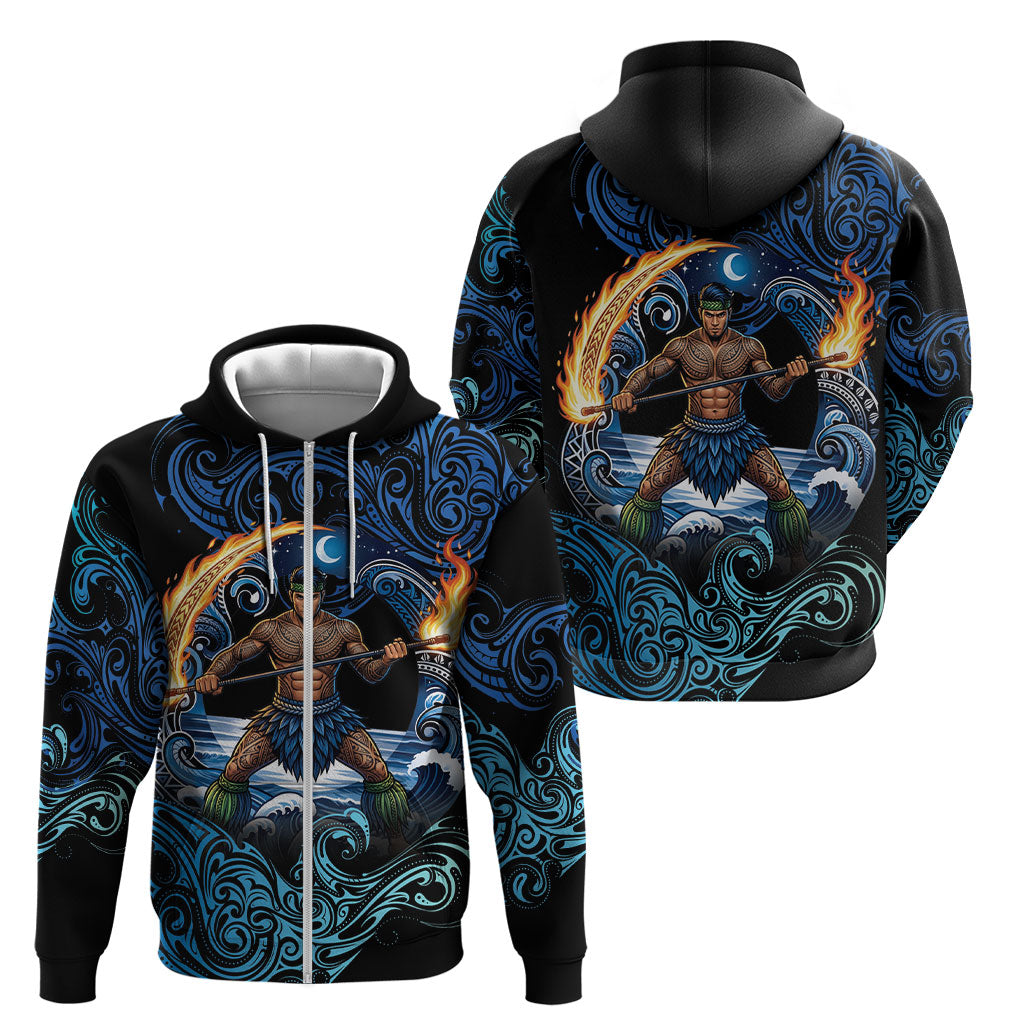 Samoa Siva Afi Zip Hoodie Fireknife Fire Dance Pacific Tribal Motif LT9 - Polynesian Pride