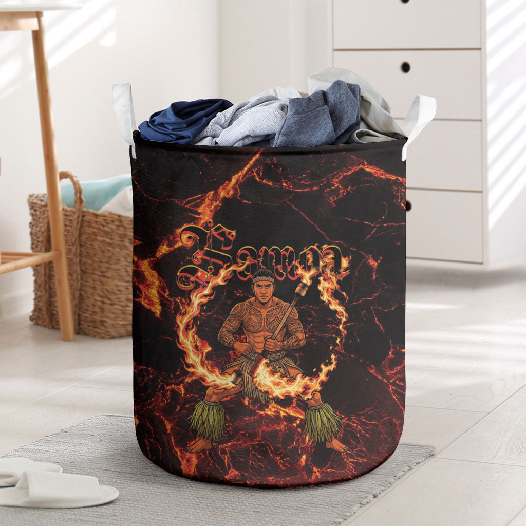 Samoa Siva Afi Dance Fireknife Laundry Basket Polynesian Heritage Fire Dance LT9 Black - Polynesian Pride