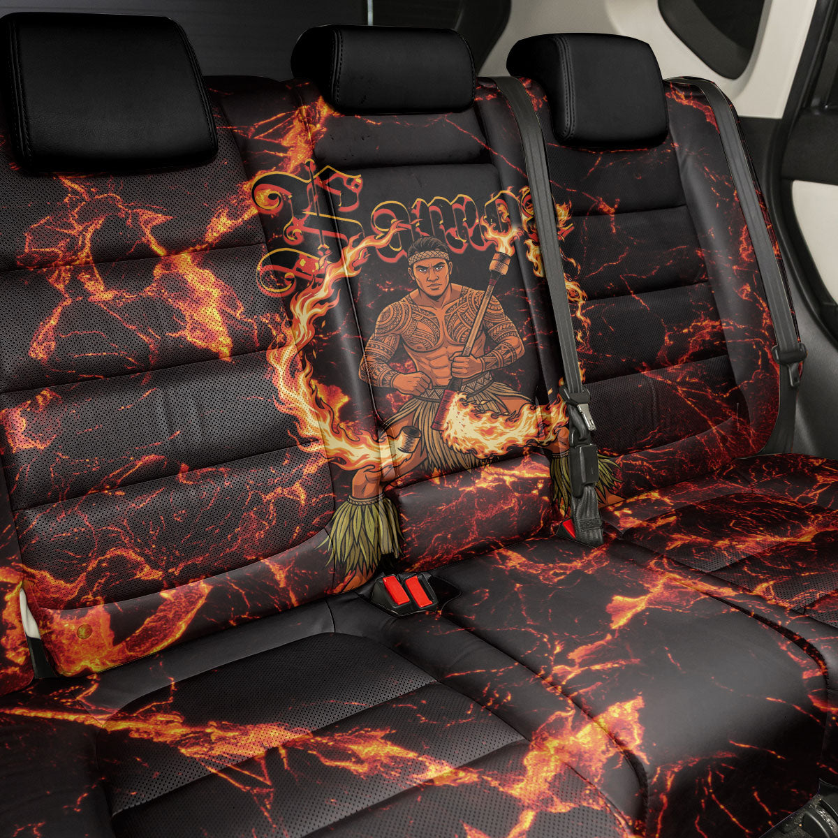Samoa Siva Afi Dance Fireknife Back Car Seat Cover Polynesian Heritage Fire Dance LT9 - Polynesian Pride