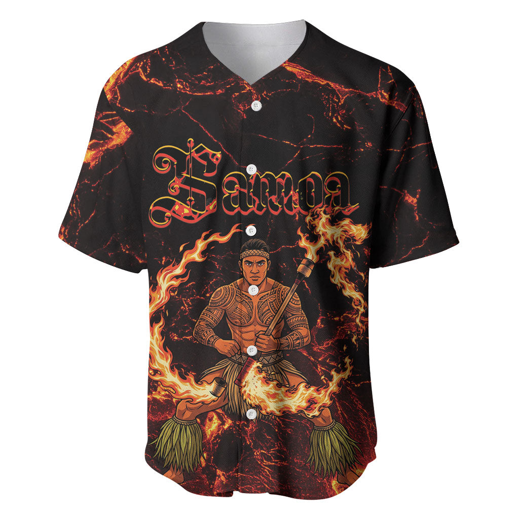 Samoa Siva Afi Dance Fireknife Baseball Jersey Polynesian Heritage Fire Dance LT9 Black - Polynesian Pride