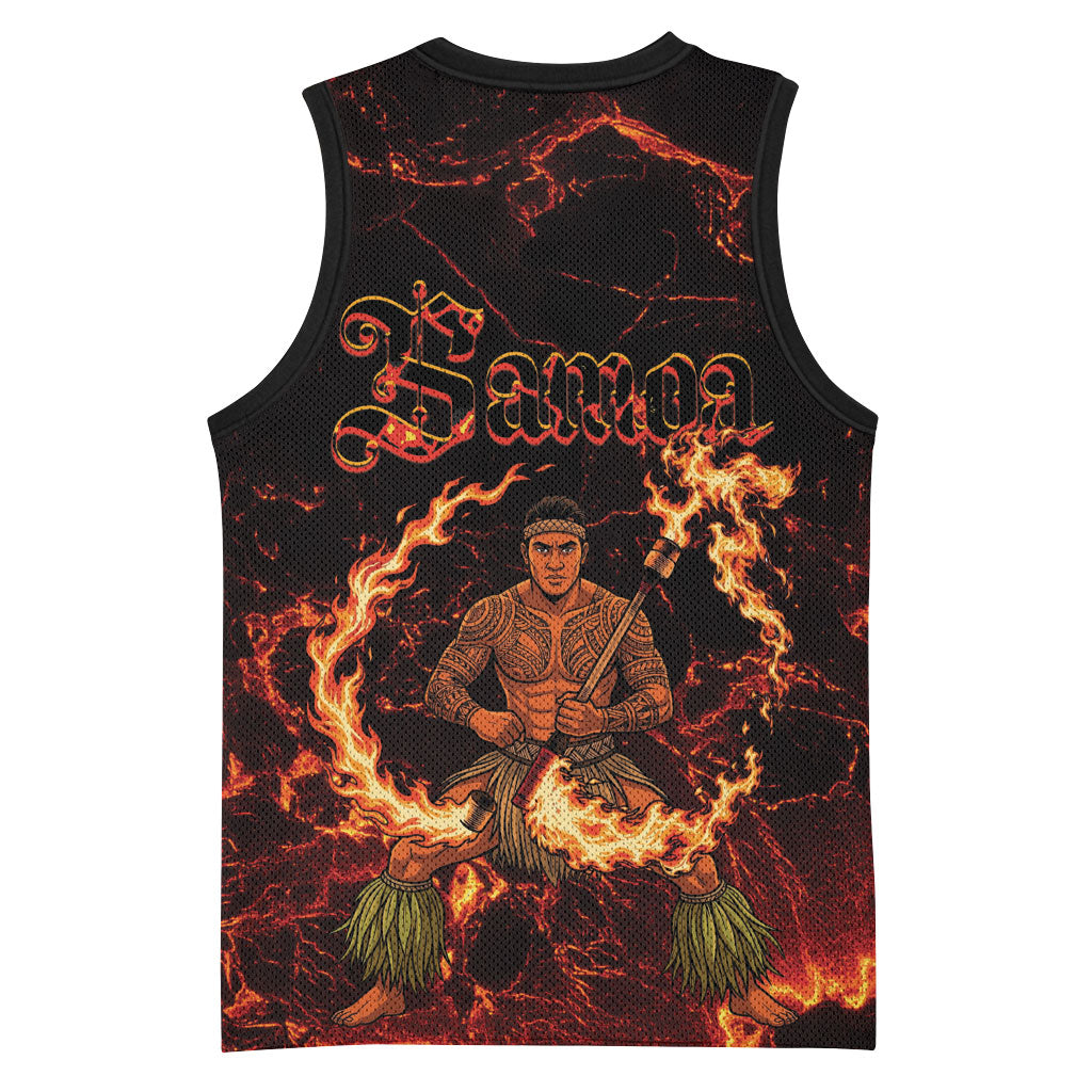 Samoa Siva Afi Dance Fireknife Basketball Jersey Polynesian Heritage Fire Dance LT9 - Polynesian Pride
