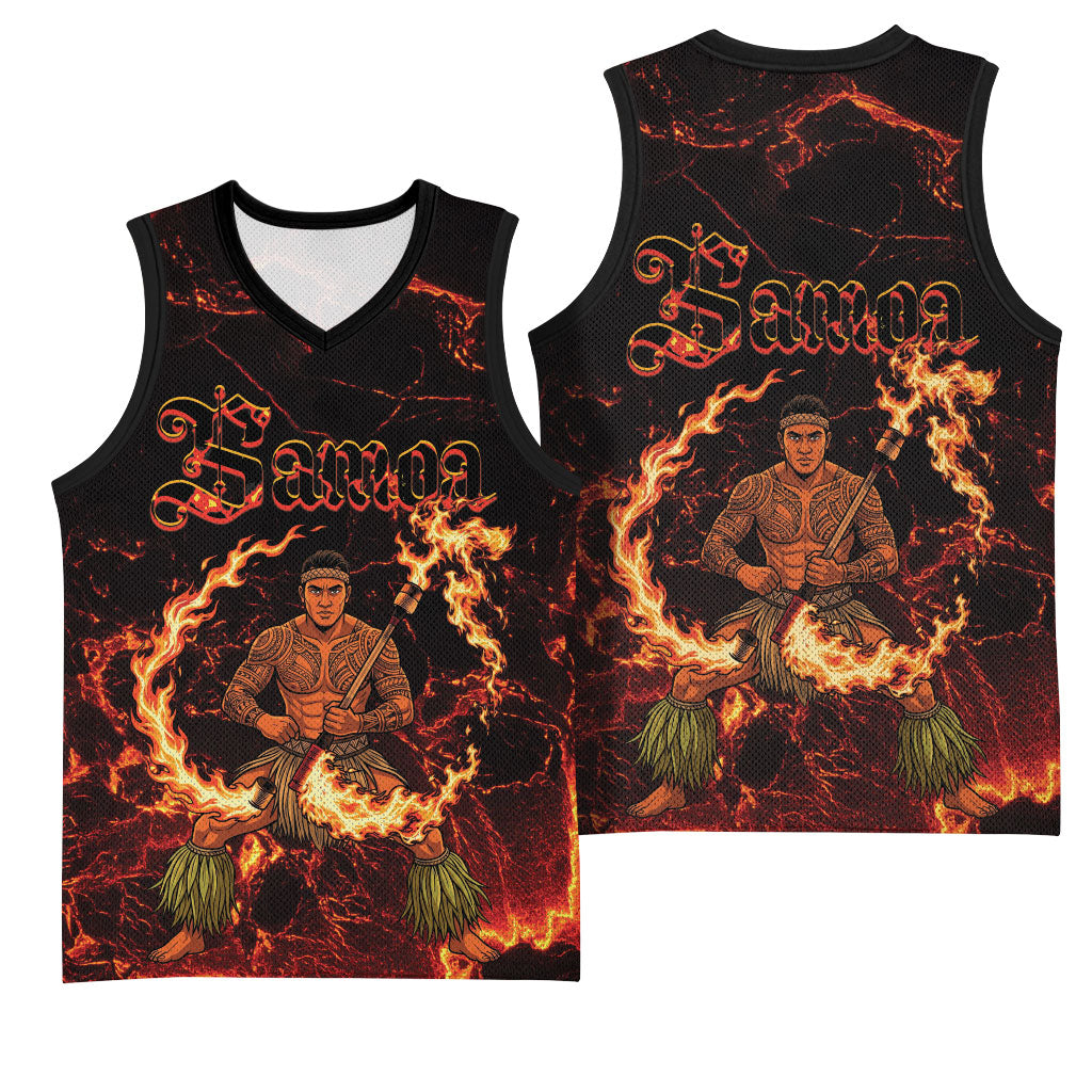 Samoa Siva Afi Dance Fireknife Basketball Jersey Polynesian Heritage Fire Dance LT9 - Polynesian Pride
