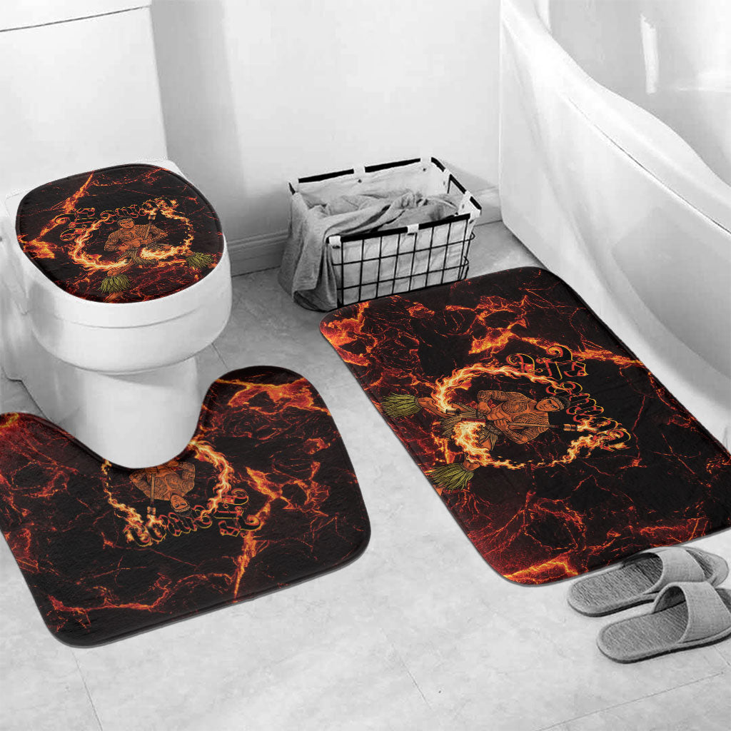 Samoa Siva Afi Dance Fireknife Bathroom Set Polynesian Heritage Fire Dance LT9 Mat Set Only (3 pcs) One Size Black - Polynesian Pride