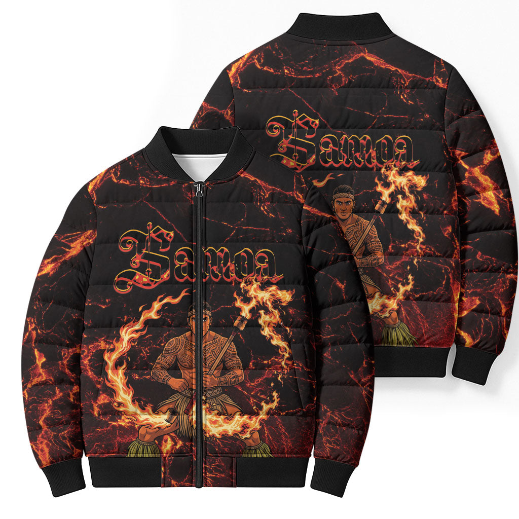 Samoa Siva Afi Dance Fireknife Bomber Puffer Jacket Polynesian Heritage Fire Dance LT9 - Polynesian Pride