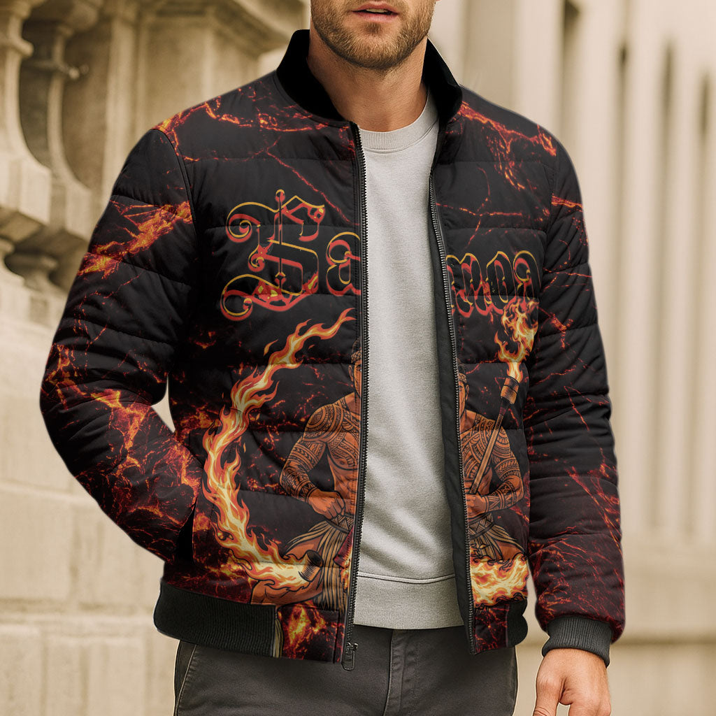 Samoa Siva Afi Dance Fireknife Bomber Puffer Jacket Polynesian Heritage Fire Dance LT9 - Polynesian Pride