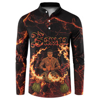 Samoa Siva Afi Dance Fireknife Button Sweatshirt Polynesian Heritage Fire Dance LT9 Black - Polynesian Pride