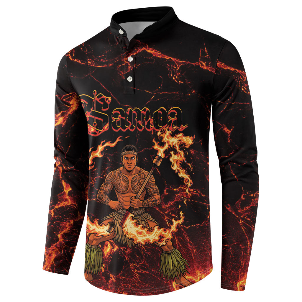Samoa Siva Afi Dance Fireknife Button Sweatshirt Polynesian Heritage Fire Dance LT9 - Polynesian Pride
