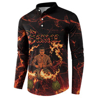 Samoa Siva Afi Dance Fireknife Button Sweatshirt Polynesian Heritage Fire Dance LT9 - Polynesian Pride