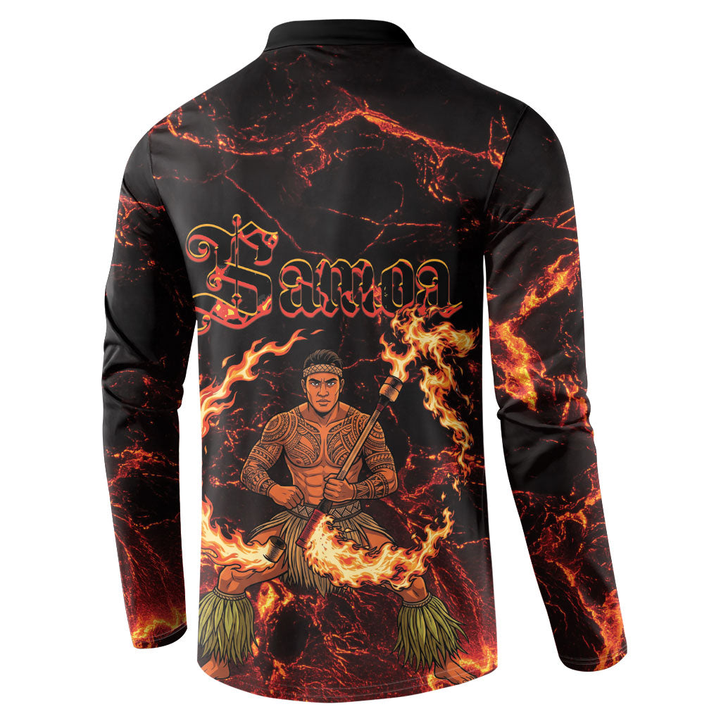 Samoa Siva Afi Dance Fireknife Button Sweatshirt Polynesian Heritage Fire Dance LT9 - Polynesian Pride