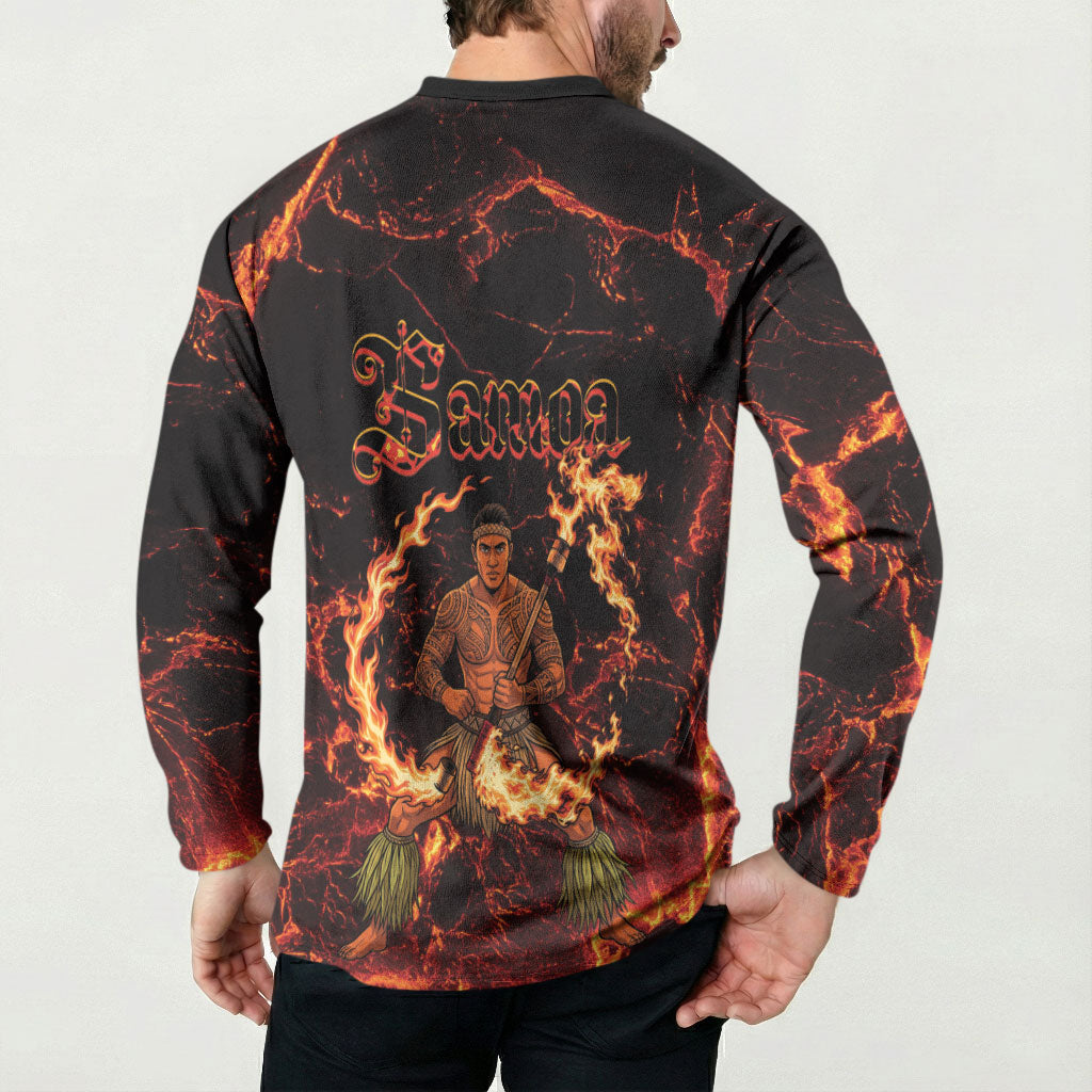 Samoa Siva Afi Dance Fireknife Button Sweatshirt Polynesian Heritage Fire Dance LT9 - Polynesian Pride