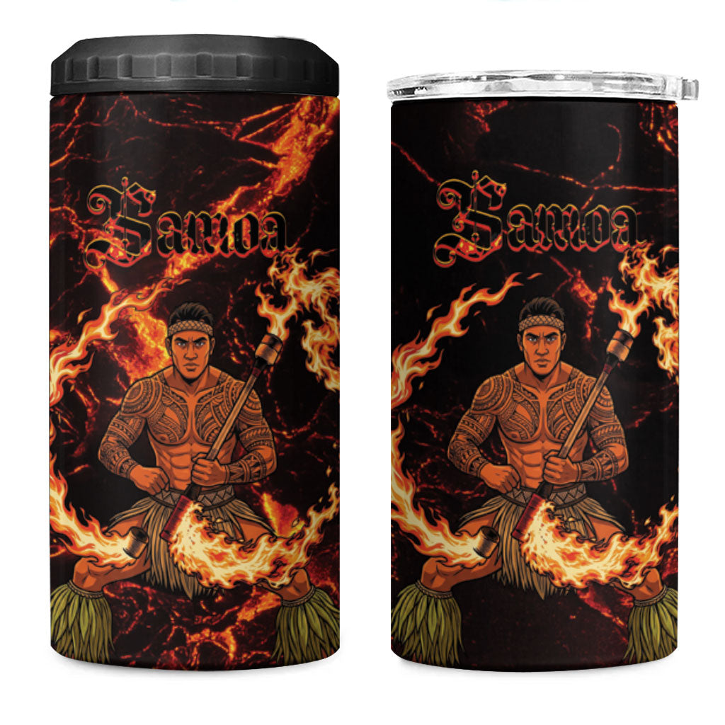 Samoa Siva Afi Dance Fireknife 4 in 1 Can Cooler Tumbler Polynesian Heritage Fire Dance LT9 One Size: 16 oz Black - Polynesian Pride