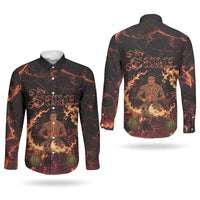 Samoa Siva Afi Dance Fireknife Couples Matching Off Shoulder Maxi Dress and Long Sleeve Button Shirt Polynesian Heritage Fire Dance LT9 - Polynesian Pride